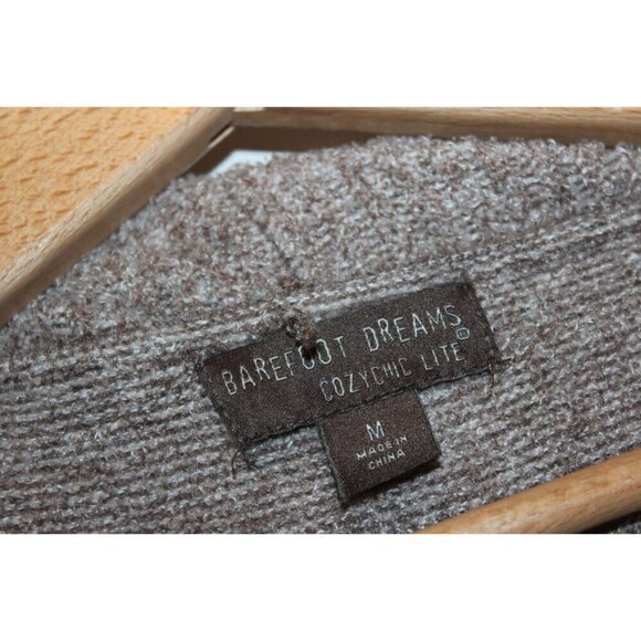 Barefoot Dreams CozyChic Lite Hooded Cardigan M Soft Brown Knit - Picture 5 of 9